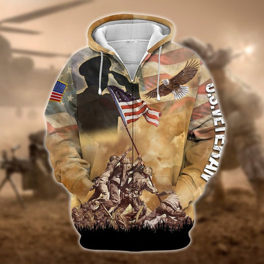 Premium Multiple US Veteran Zip Hoodie , Gifts for veterans