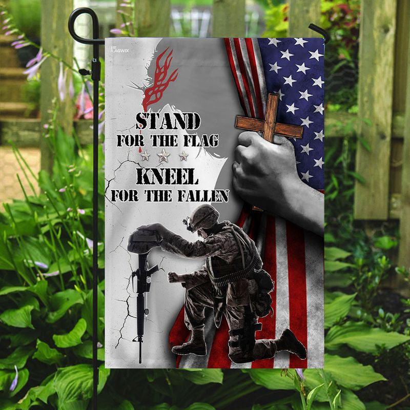 STAND FOR THE FLAG, KNEEL FOR THE FALLEN - FLAG 024 , Gifts for veterans