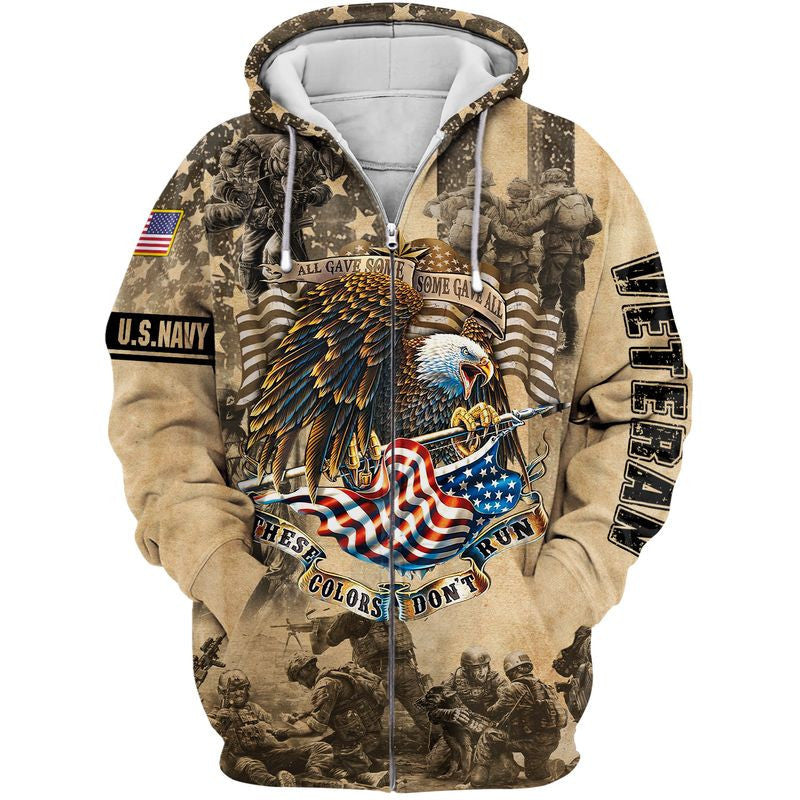 Premium Unique Veteran Zip Hoodie - Navy Veteran , Gifts for veterans