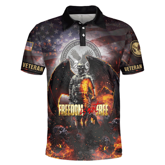 Freedom Is Not Free - Unisex Polo Shirt - Short , Gifts for veterans