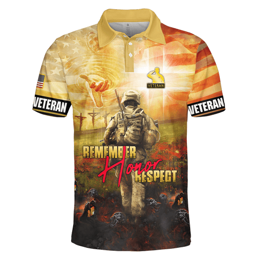 Remember - Honor - Respect - Unisex Polo Shirt - Short , Gifts for veterans