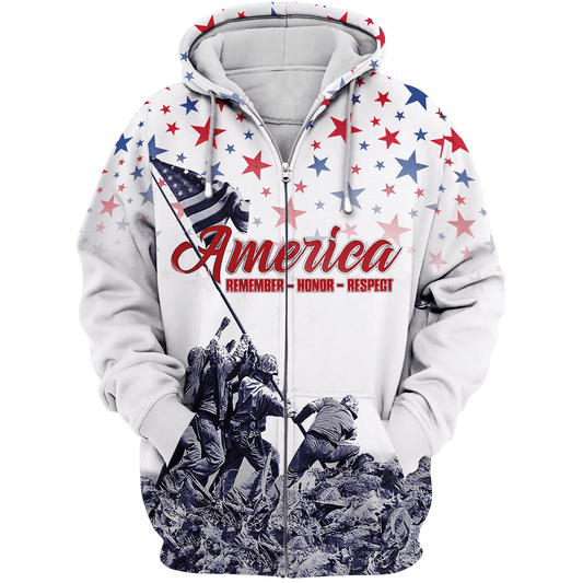 Remember - Honor - Respect - Independence Day - Unisex Hawaiian Shirt - Short , Gifts for veterans, easychoo.com