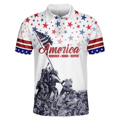 Remember - Honor - Respect - Memorial Day - Unisex Polo Shirt - Short , Gifts for veterans