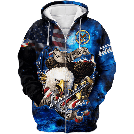 Don't Tread On Me - Veteran Zip Hoodie - MON08082201-VET , Gifts for veterans