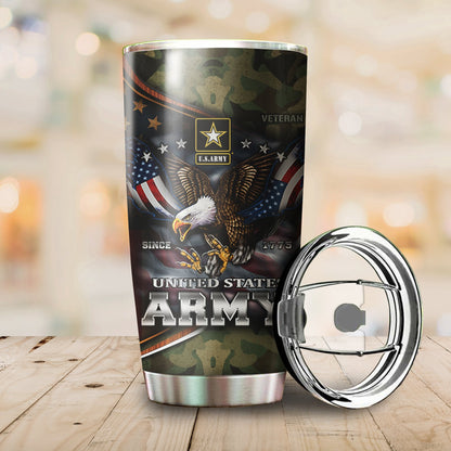 Us Army Since Eagle With American Flag Wings Stainless Steel Tumbler Proud Military_6682 , Gifts for veterans