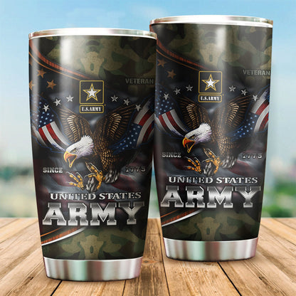 Us Army Since Eagle With American Flag Wings Stainless Steel Tumbler Proud Military_6682 , Gifts for veterans
