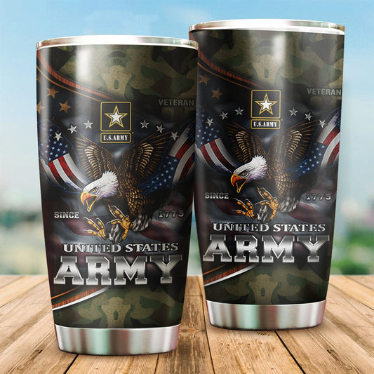 Us Army Since Eagle With American Flag Wings Stainless Steel Tumbler Proud Military_6682 , Gifts for veterans