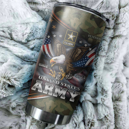 Us Army Since Eagle With American Flag Wings Stainless Steel Tumbler Proud Military_6682 , Gifts for veterans