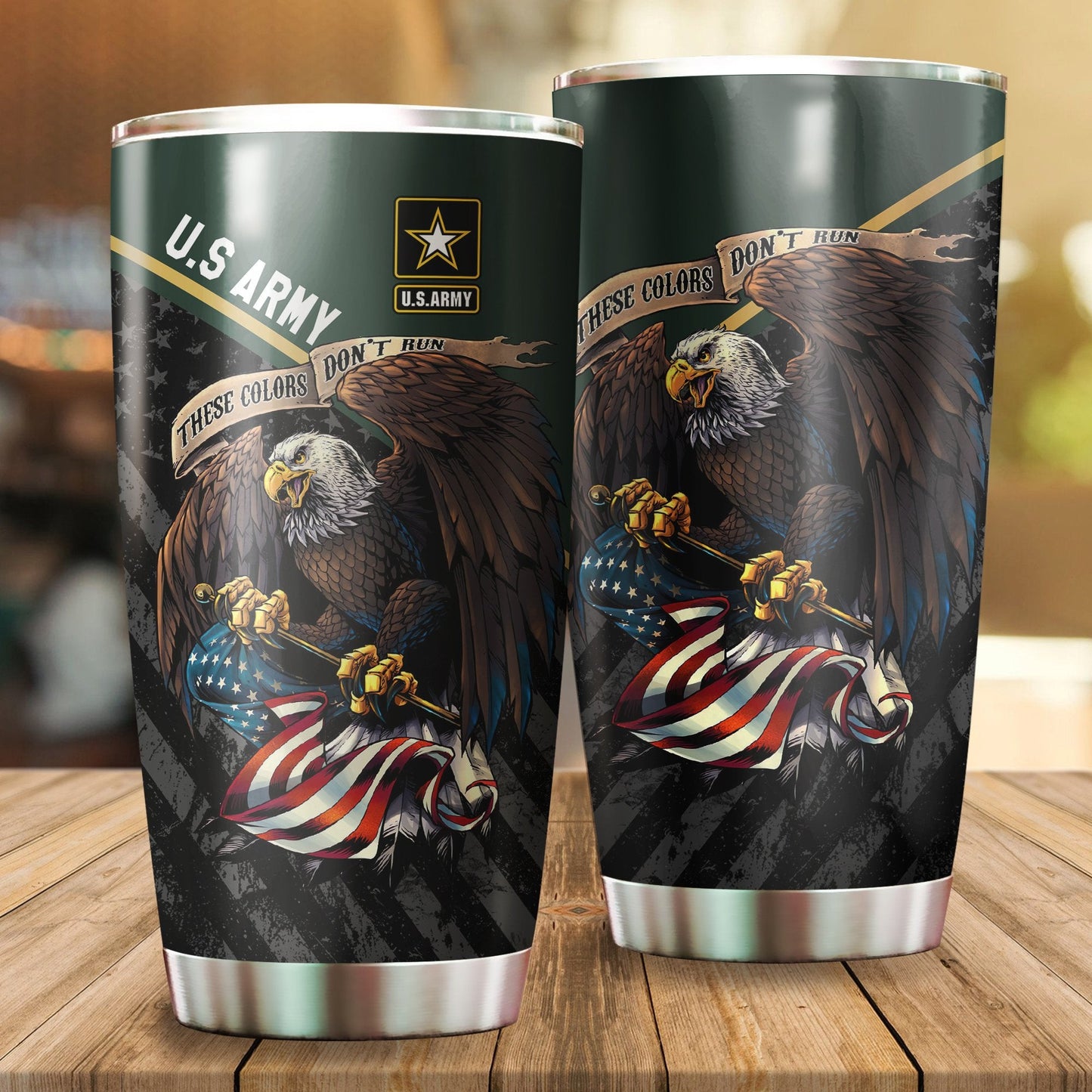 Us Veteran Army Green Stainless Steel Tumbler Proud Military , Gifts for veterans