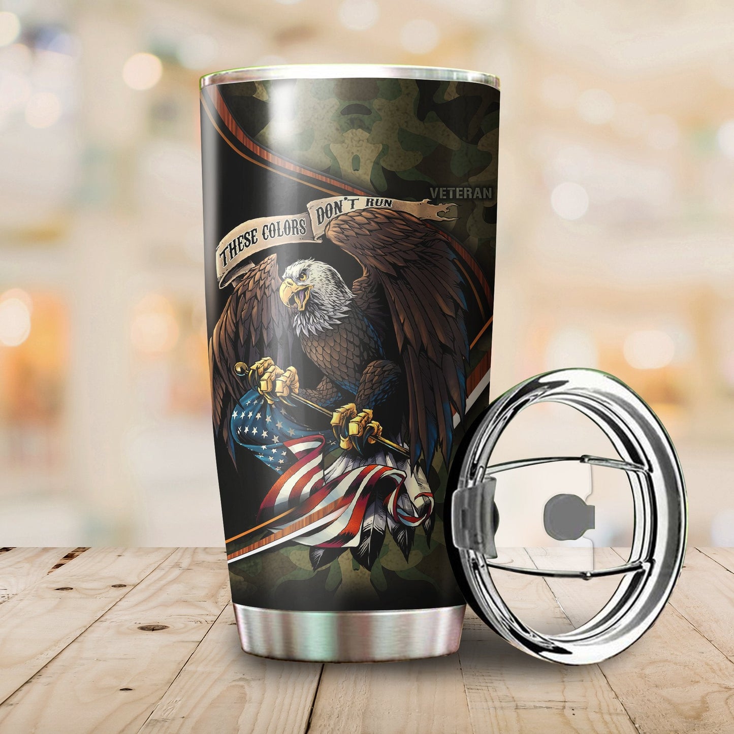 Us Veteran Camo Stainless Steel Tumbler Proud Military , Gifts for veterans