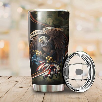 Us Veteran Camo Stainless Steel Tumbler Proud Military , Gifts for veterans
