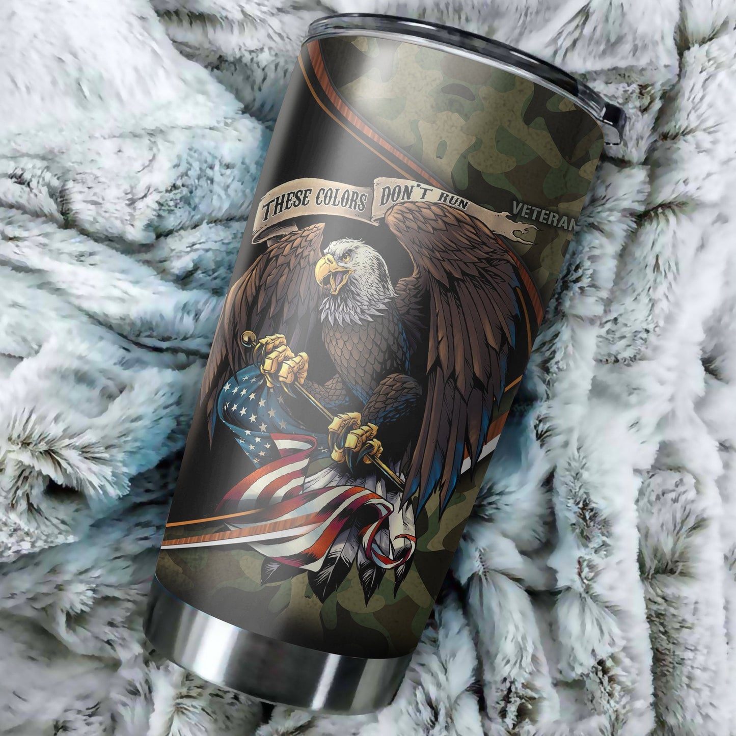 Us Veteran Camo Stainless Steel Tumbler Proud Military , Gifts for veterans