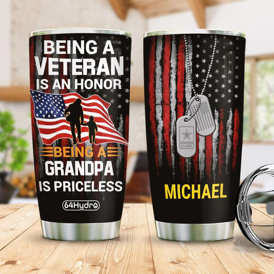 Personalized Veteran Stainless Steel Tumbler JUL21008 , Gifts for veterans