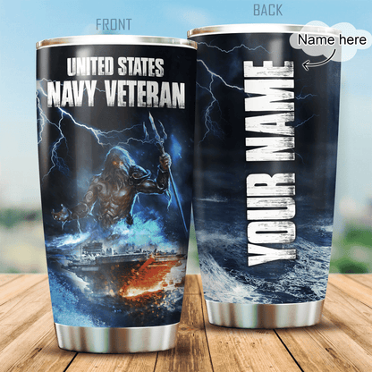 Us Navy Personalized Name Stainless Steel Tumbler_2346 , Gifts for veterans