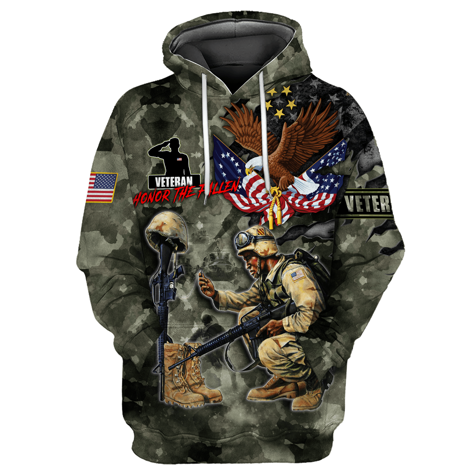 Honor The Fallen - Eagle U.S Veteran Unisex Shirts MON05082201-VET , Gifts for veterans