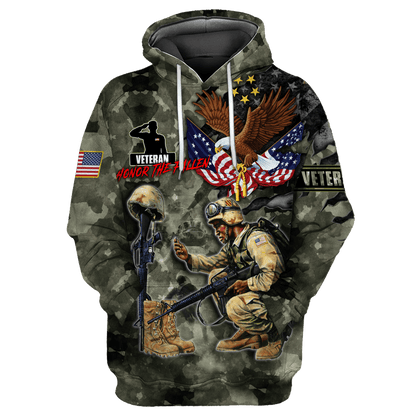 Honor The Fallen - Eagle U.S Veteran Unisex Shirts MON05082201-VET , Gifts for veterans