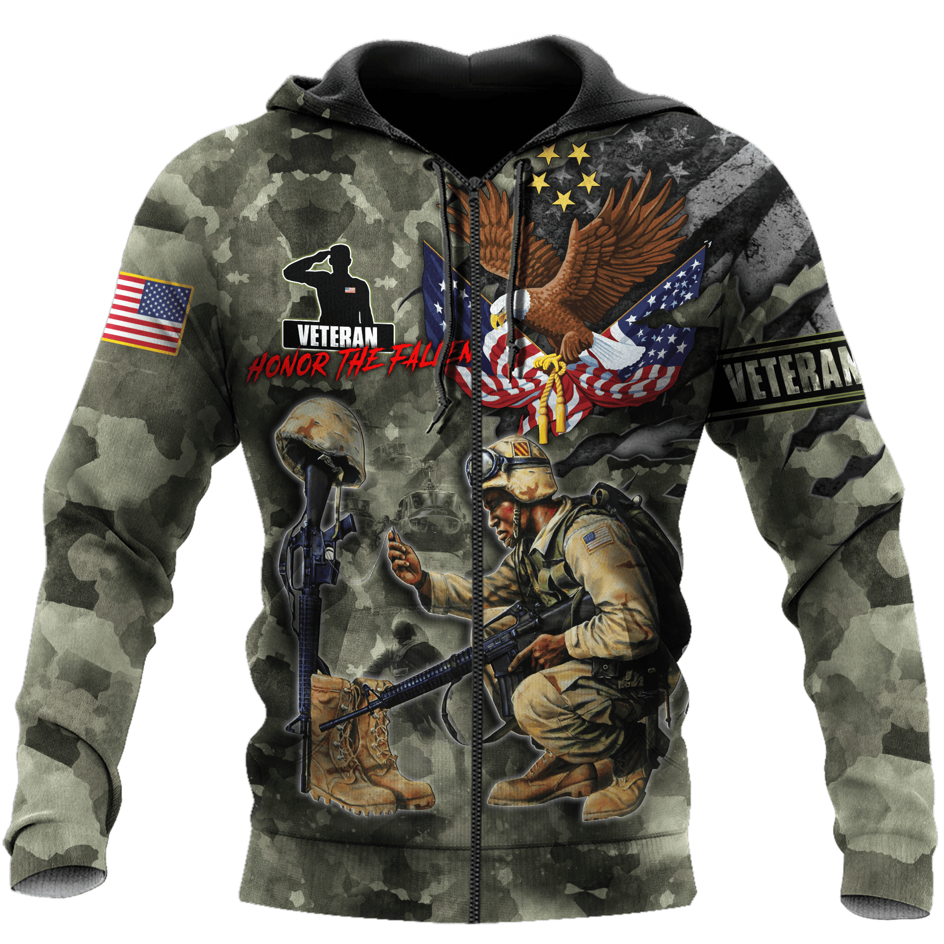 Honor The Fallen - Eagle U.S Veteran Unisex Shirts MON05082201-VET , Gifts for veterans