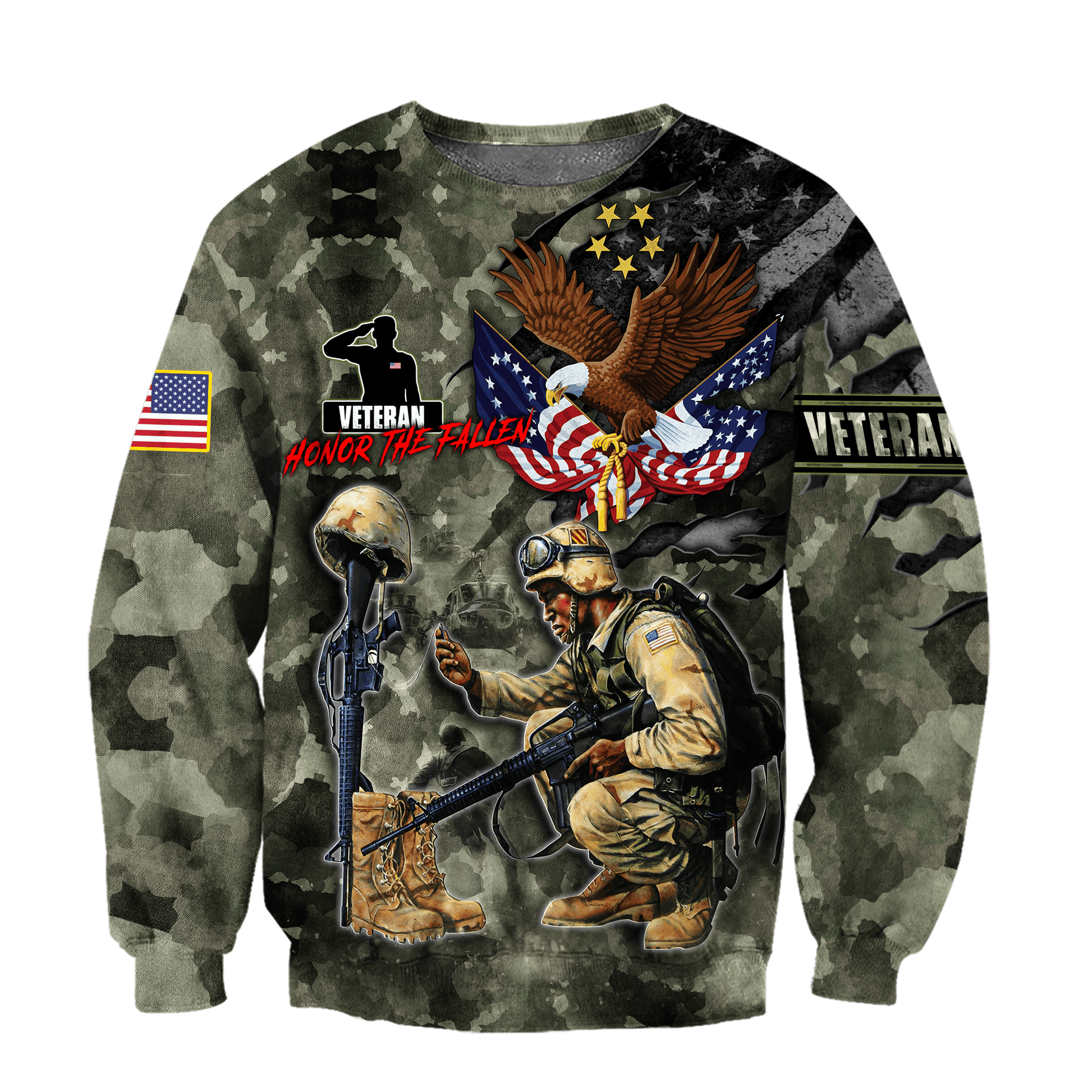 Honor The Fallen - Eagle U.S Veteran Unisex Shirts MON05082201-VET , Gifts for veterans