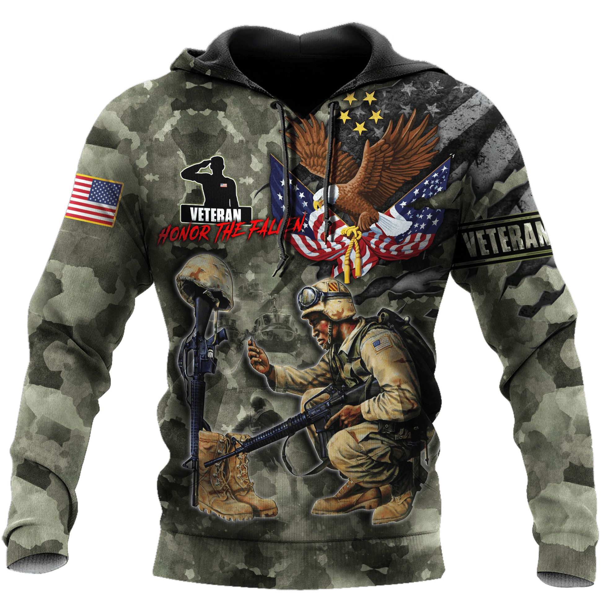 Honor The Fallen - Eagle U.S Veteran Unisex Shirts MON05082201-VET , Gifts for veterans