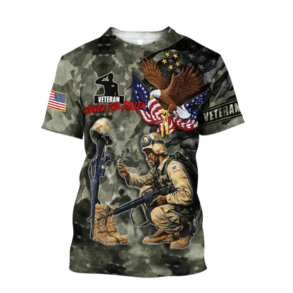 Honor The Fallen - Eagle U.S Veteran Unisex Shirts MON05082201-VET , Gifts for veterans