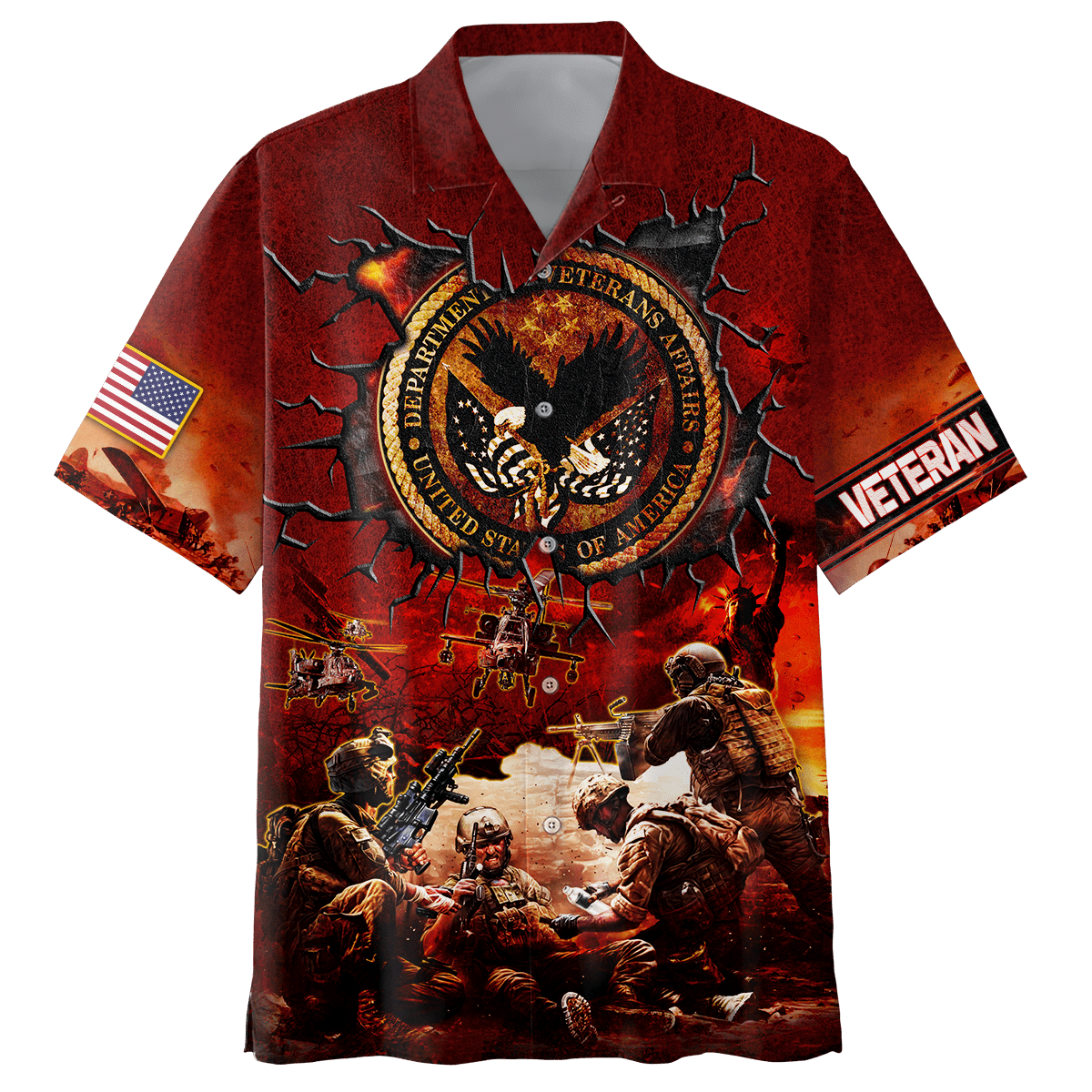 U.S Veterans Unisex Hawaiia Shirts MON09082201-VET , Gifts for veterans