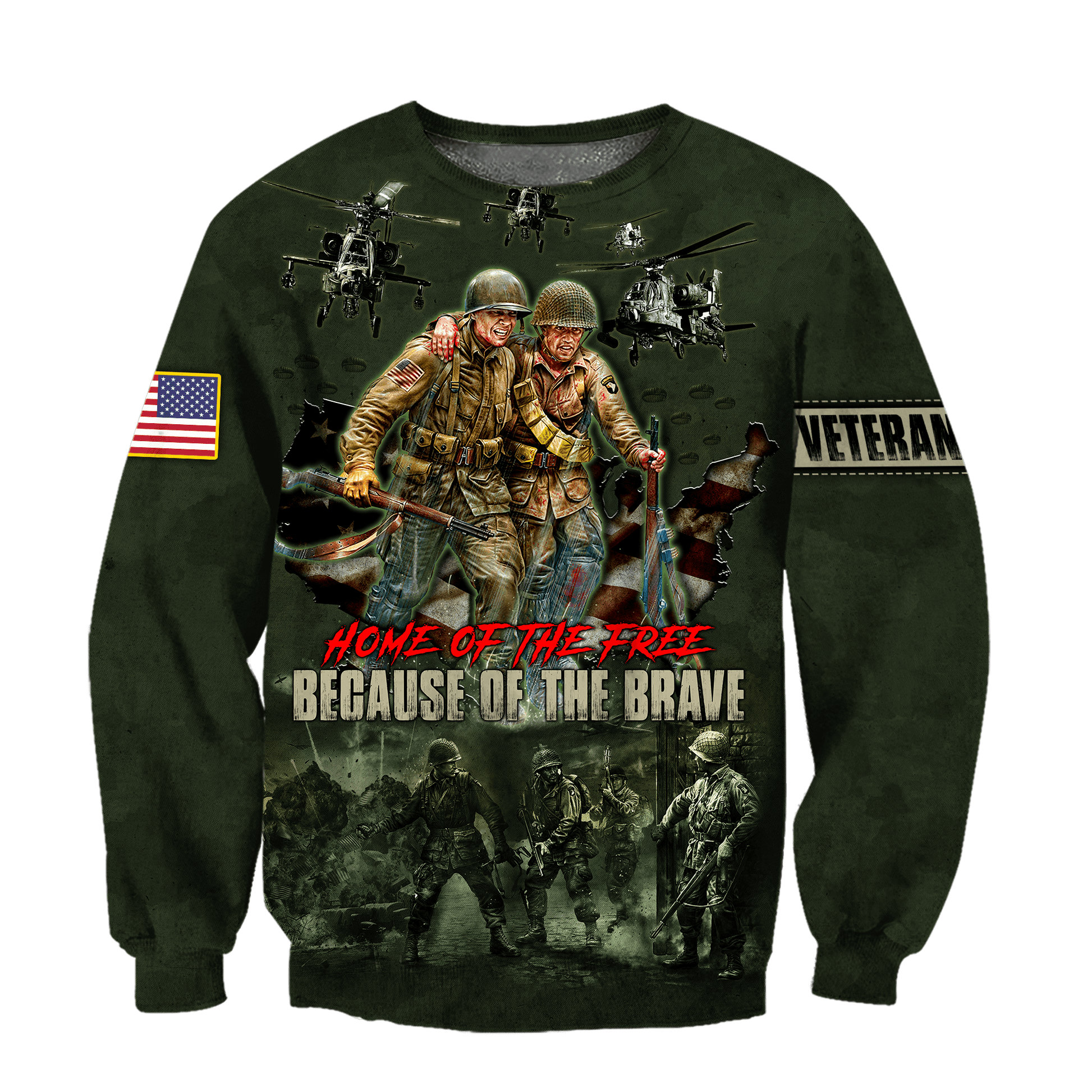 US Veteran - Home Of The Free Because Of The Brave Unisex Shirts MON10082201-VET , Gifts for veterans