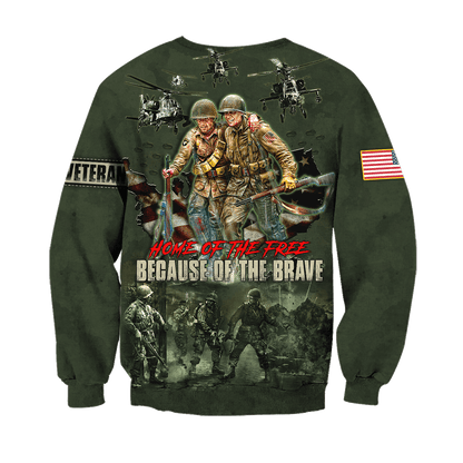 US Veteran - Home Of The Free Because Of The Brave Unisex Shirts MON10082201-VET , Gifts for veterans