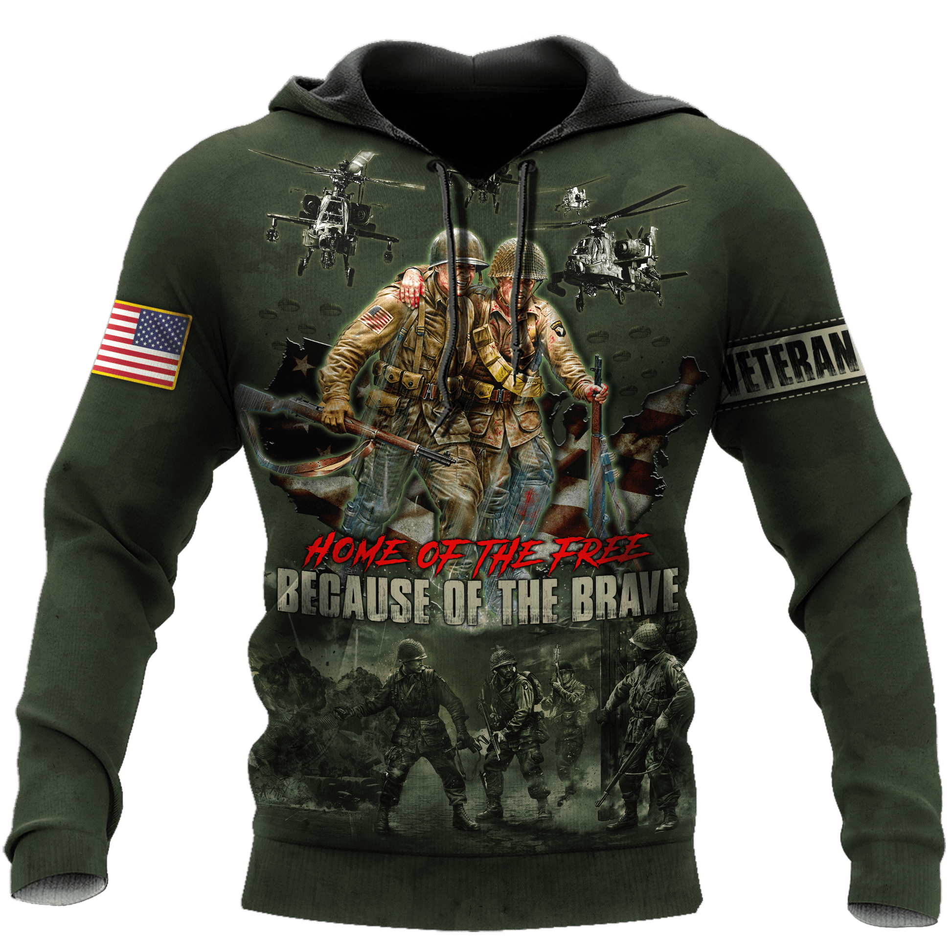 US Veteran - Home Of The Free Because Of The Brave Unisex Shirts MON10082201-VET , Gifts for veterans