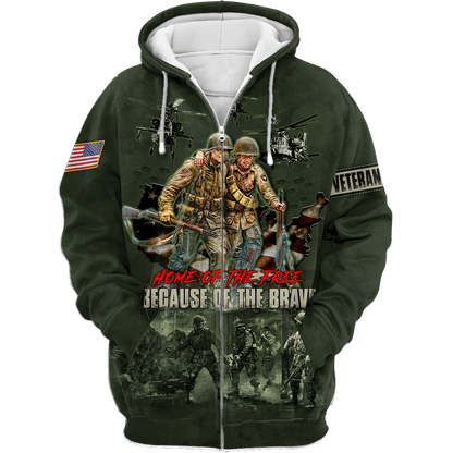 US Veteran - Home Of The Free Because Of The Brave Unisex Shirts MON10082201-VET , Gifts for veterans