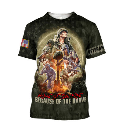 US Veteran - Home Of The Free Because Of The Brave Unisex Shirts MON11082201-VET , Gifts for veterans