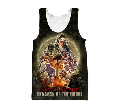 US Veteran - Home Of The Free Because Of The Brave Unisex Shirts MON11082201-VET , Gifts for veterans