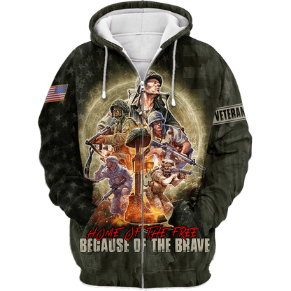 US Veteran - Home Of The Free Because Of The Brave Unisex Shirts MON11082201-VET , Gifts for veterans