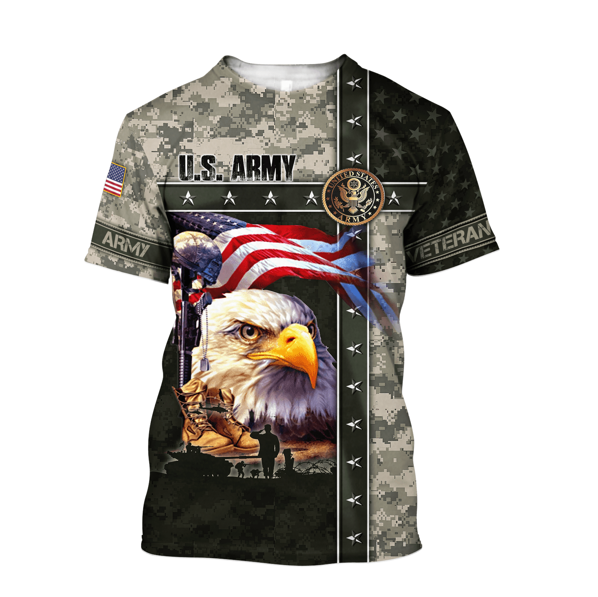 Eagle U.S Army 3D All Over Printed Unisex Shirts MH12082201 - AM , Gifts for veterans
