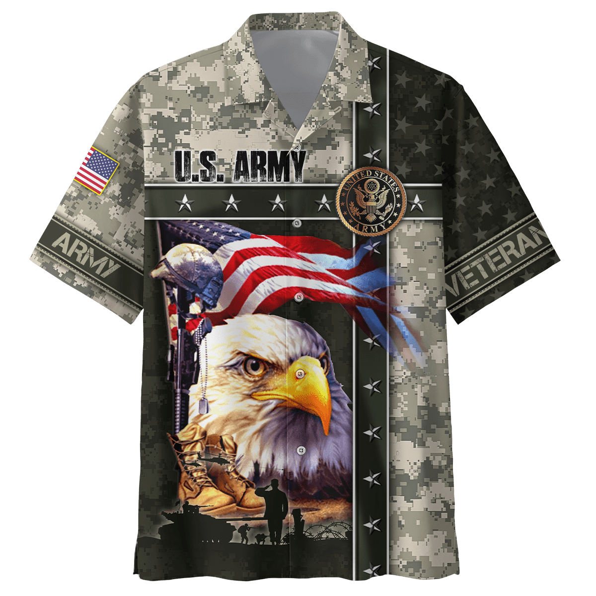 Eagle U.S Army 3D All Over Printed Unisex Shirts MH12082201 - AM , Gifts for veterans