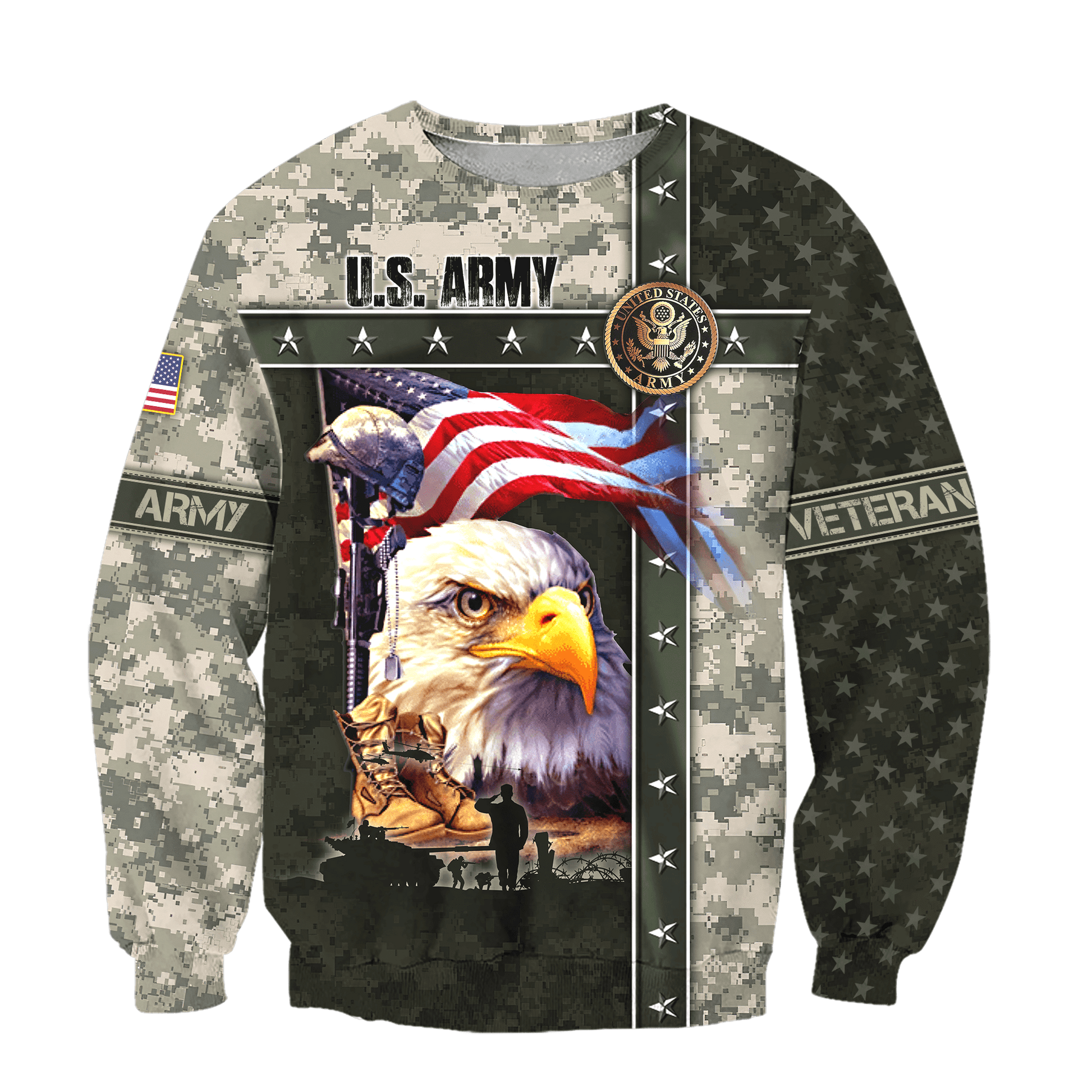 Eagle U.S Army 3D All Over Printed Unisex Shirts MH12082201 - AM , Gifts for veterans