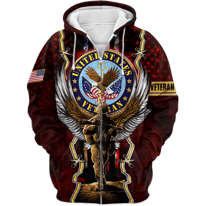 US Veteran - Eagle And The Solider 3D All Over Printed Unisex Shirts MON25082201-VET , Gifts for veterans