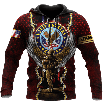 US Veteran - Eagle And The Solider 3D All Over Printed Unisex Shirts MON25082201-VET , Gifts for veterans