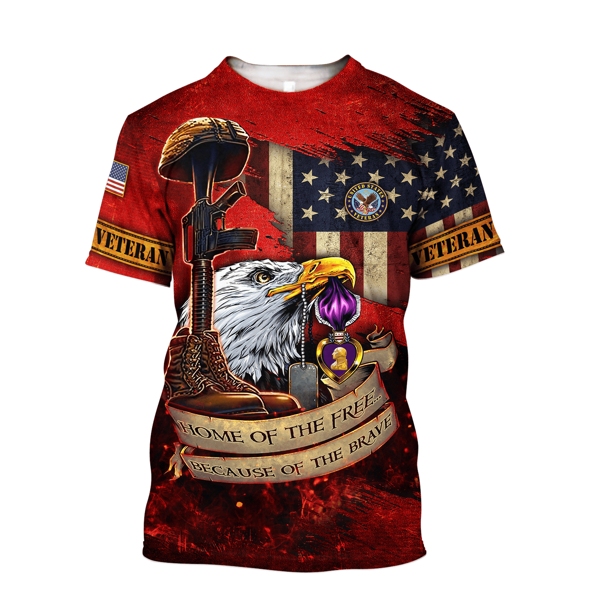 US Veteran - Home Of The Free 3D All Over Printed Unisex Shirts MH25082202 - VET , Gifts for veterans