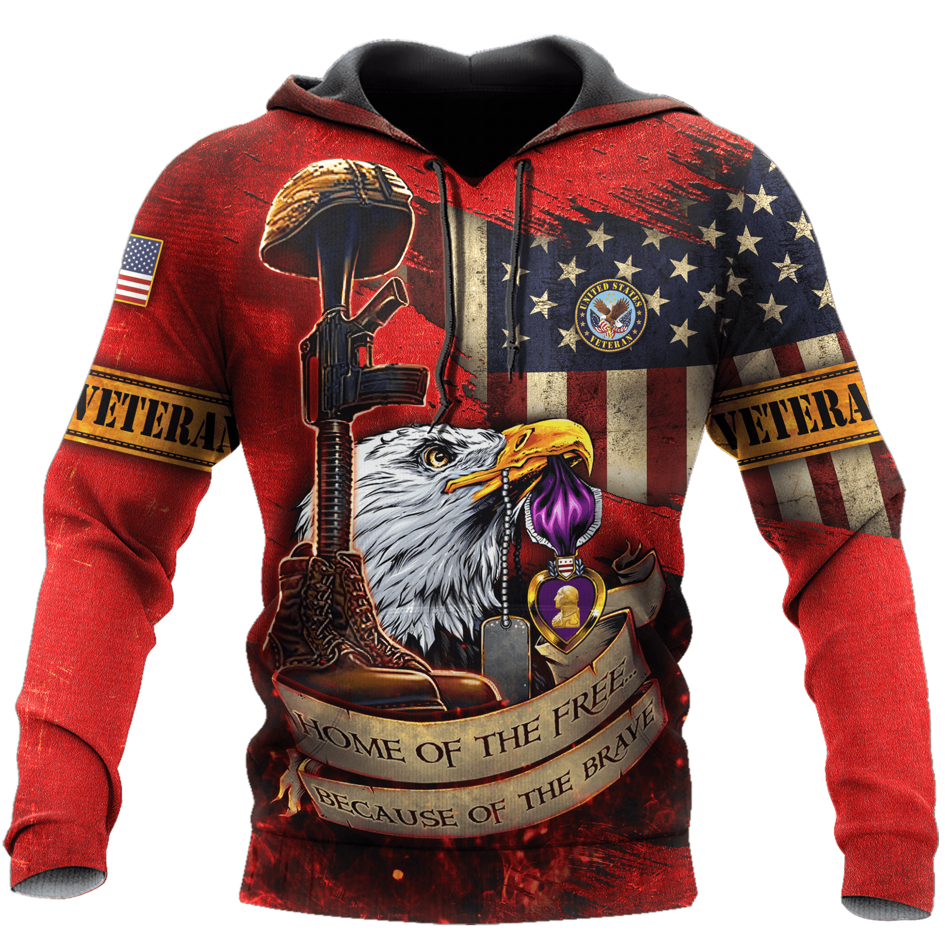 US Veteran - Home Of The Free 3D All Over Printed Unisex Shirts MH25082202 - VET , Gifts for veterans