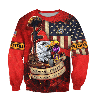 US Veteran - Home Of The Free 3D All Over Printed Unisex Shirts MH25082202 - VET , Gifts for veterans