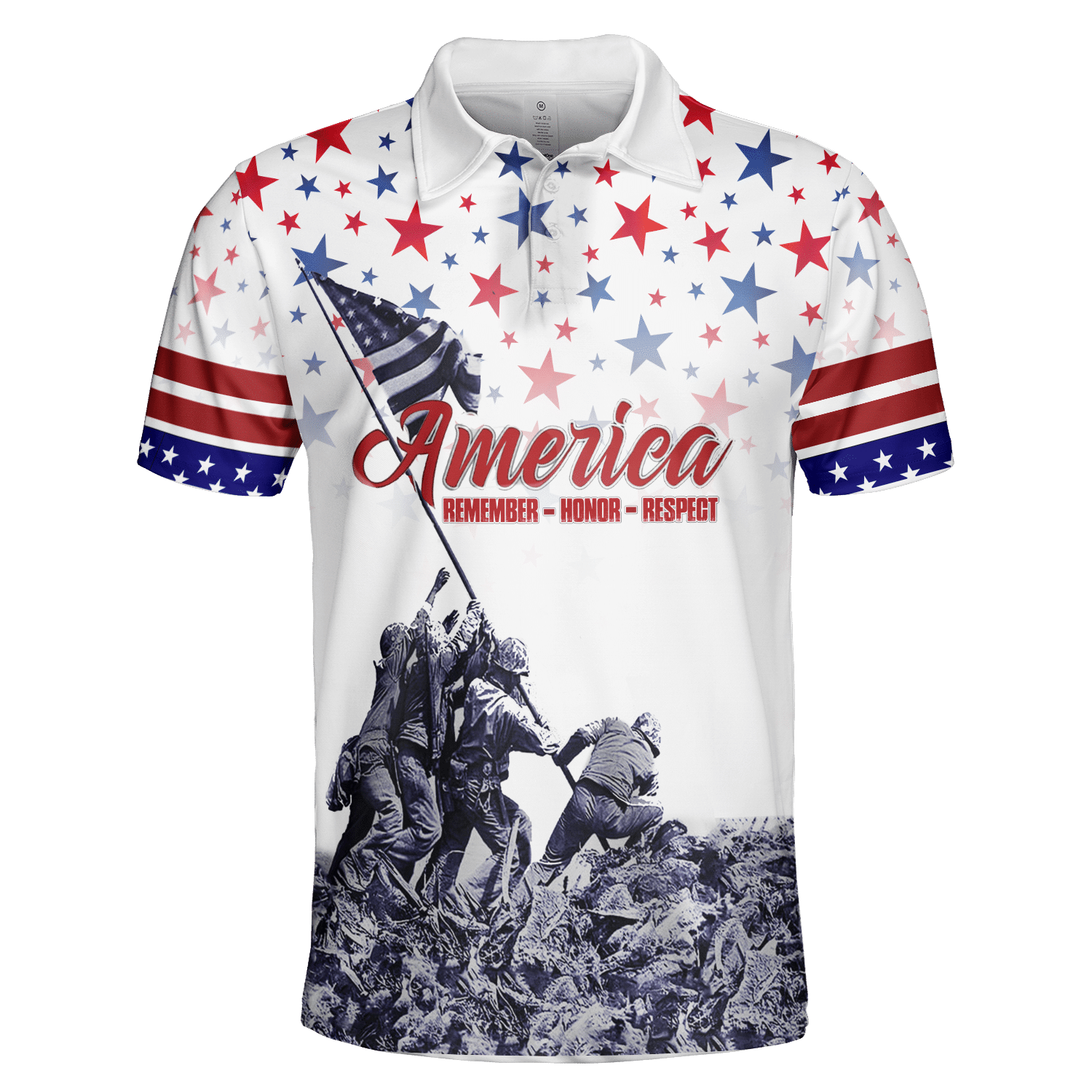 Remember - Honor - Respect - Veterans Day - Unisex Polo Shirt - Short , Gifts for veterans