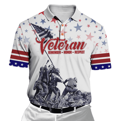 Remember - Honor - Respect - Veterans Day - Unisex Polo Shirt - Short , Gifts for veterans