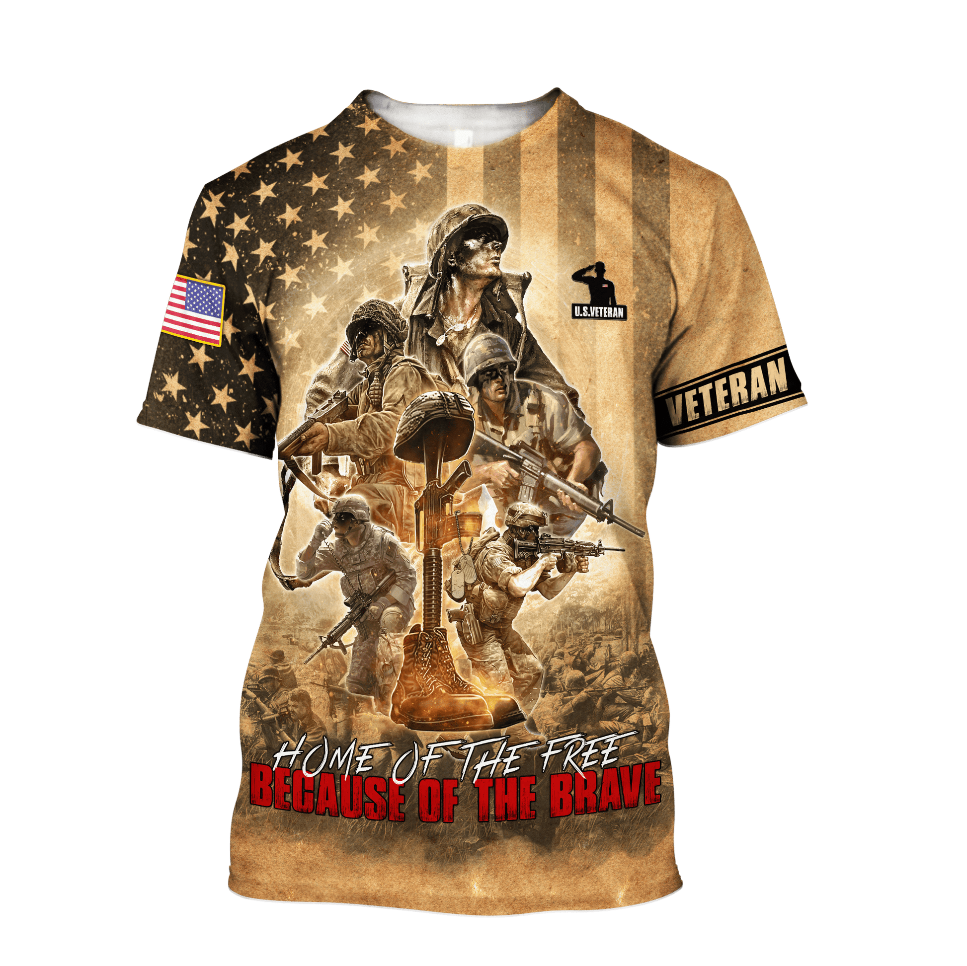 US Veteran - Home Of The Free Because Of The Brave Unisex Shirts MON30082201-VET , Gifts for veterans