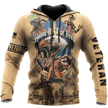 Home Of The Free - Because Of The Brave - Us Veteran - Unisex Zip Hoodie , Gifts for veterans, easychoo.com