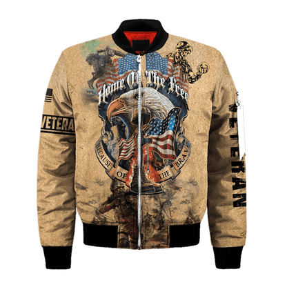 Home Of The Free - Because Of The Brave - Us Veteran - Unisex Zip Hoodie , Gifts for veterans, easychoo.com