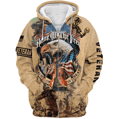 Home Of The Free - Because Of The Brave - Us Veteran - Unisex Zip Hoodie , Gifts for veterans, easychoo.com