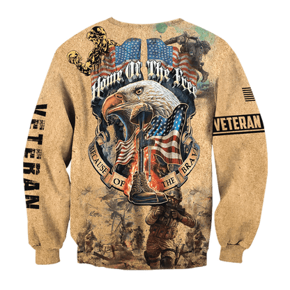 Home Of The Free - Because Of The Brave - Us Veteran - Unisex Zip Hoodie , Gifts for veterans, easychoo.com