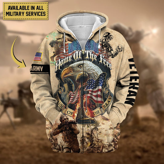 Premium Home Of The Free US Veteran Zip Hoodie HA220802, easychoo.com