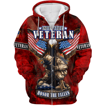 US Veteran - Eagle With American Flag Honor The Fallen Unisex Shirts TT011001- VET , Gifts for veterans