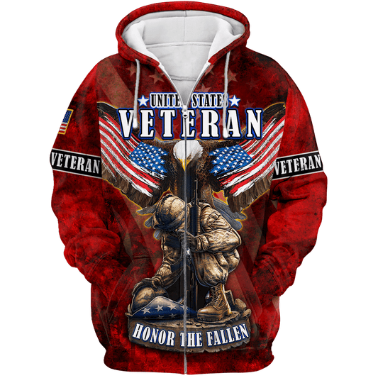 US Veteran - Eagle With American Flag Honor The Fallen Unisex Shirts TT011001- VET , Gifts for veterans